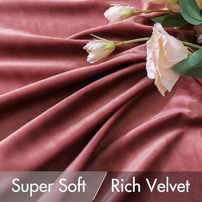 MIULEE Velvet Curtains 84 inches 2 Panels - Luxury Blackout Curtains for Bedroom Living Room Thermal Insulated Super Soft Window Drapes Rod Pocket & Back Tab, Dusty Rose Pink, W52 x L84 inches