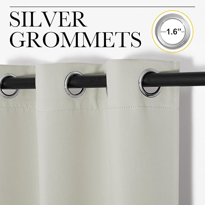 NICETOWN Thermal Insulated Grommet Room Darkening Curtains/Draperies/Panels for Bedroom (Bone White, 2 Panels, W42 x L63 inches)