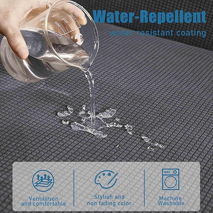 Water Repellent Sofa Cushion Slipcovers, Stretch Sofa Seat Cushion Cover, Furniture Protector Slipcovers RV Seat Cover for Living Room (Loveseat Cushion, Gray)