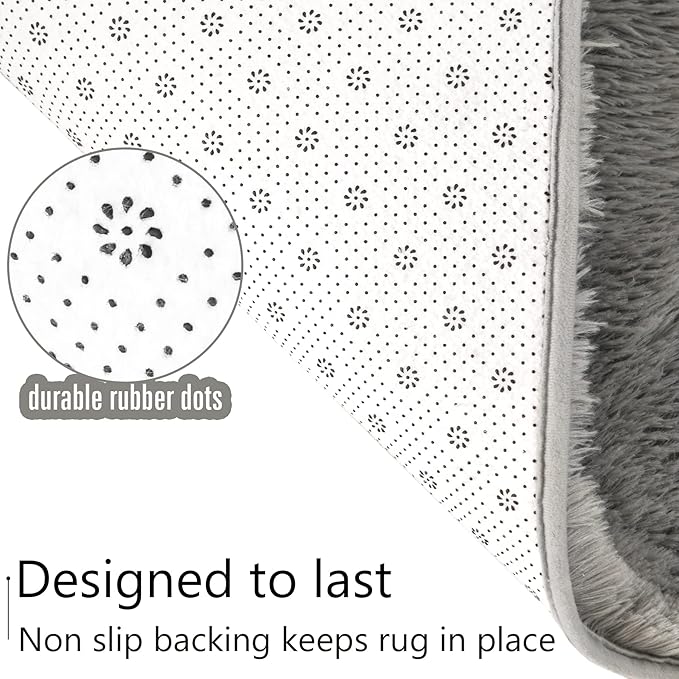 LOCHAS Ultra Soft Indoor Modern Area Rugs Fluffy Living Room Carpets for Children Bedroom Home Decor Nursery Rug 6x9 Feet, Gray