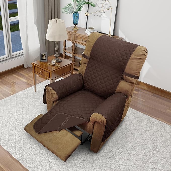 Recliner Chair Covers Reversible Sofa Cover Couch Cover for Pets Lazy Boy Furniture Protector(28''Recliner,Chocolate/Chocolate)