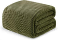 Exclusivo Mezcla Fleece Bed Blanket Twin Size, Super Soft and Warm Blankets for Couch, Sofa and Bed Waffle Textured, Cozy, Fuzzy and Lightweight (Olive Green, 60x80 Inches)