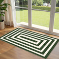 Front Door Mat Indoor Entrance - 2x4.3 Ft Modern Washable Spring Outdoor Door Mat for Layering Porch Rug Non-Slip Green White Geometric Runner Rug for Kitchen Bedroom Laundry Room Porch Decor