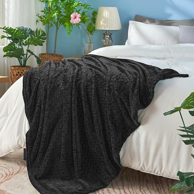 inhand Black Soft Throw Blanket for Couch, Super Soft Flannel Cozy Blankets & Throw for Adults, Plush Blankets for All Season 50×60 Inches