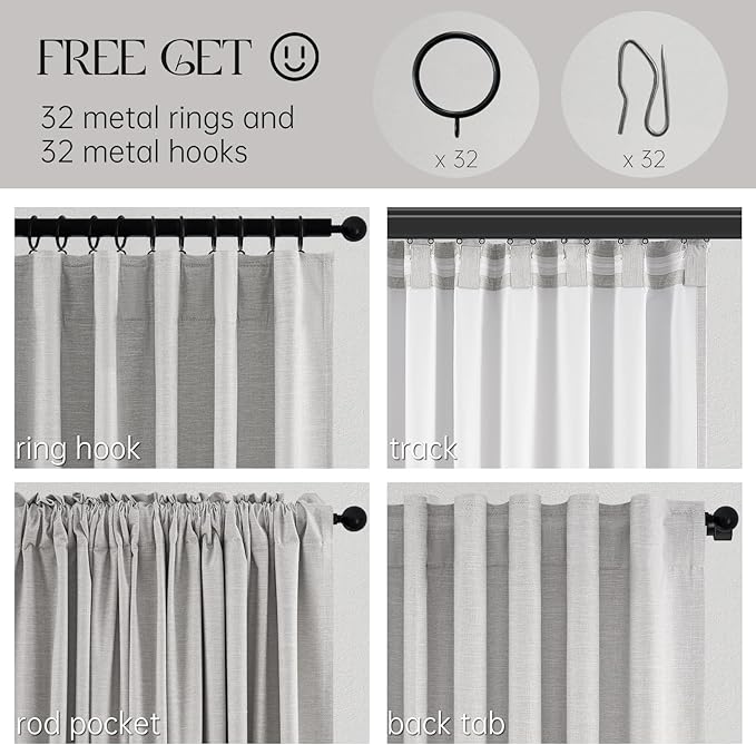 Topfinel 100% Blackout Curtains 96 Inches Long for Bedroom Heavy Thermal Modern Grey Curtains for Living Room Track System Window Treatments Room Darkening Drapes 8 Ft (40Wx96L 2 Panels)