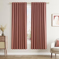 Dusty Rose 100% Blackout Linen Curtains 72 Inch Length 2 Panels Set for Girls Bedroom Back Tab Thermal Insulated Black Out Drapes Room Darkening Farmhouse Style for Bedroom Window Curtains 52x72