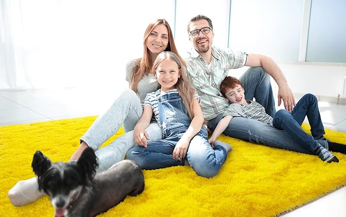 LOCHAS Ultra Soft Indoor Modern Area Rugs Fluffy Living Room Carpets for Children Bedroom Home Decor Nursery Rug 6x9 Feet, Yellow