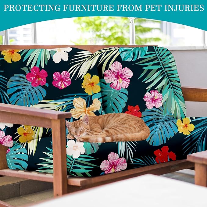 14Pcs Stretch Patio Cushion Covers,Outdoor Couch Covers Replacement,Outdoor Couch & Sofa Slipcovers,for Patio Furniture Cushion Covers,Washable Reusable Furniture Protector (Summer Night ,Cover Only)