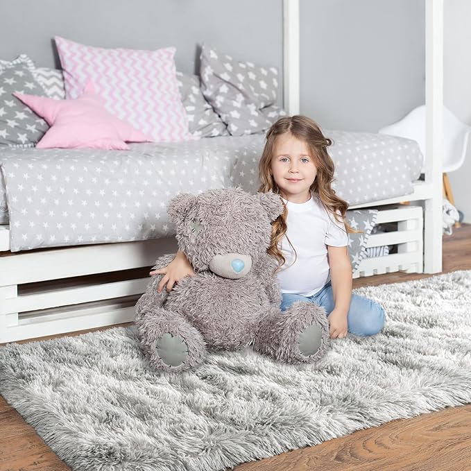 Pionblank Fluffy Runner Rugs for Bedroom 2x6, Modern Shaggy Area Rug for Hallway Living Room, Plush Soft Fuzzy Bedside Carpet for Kids Girls Boys Room Nursery Decor, Tie Dye Grey