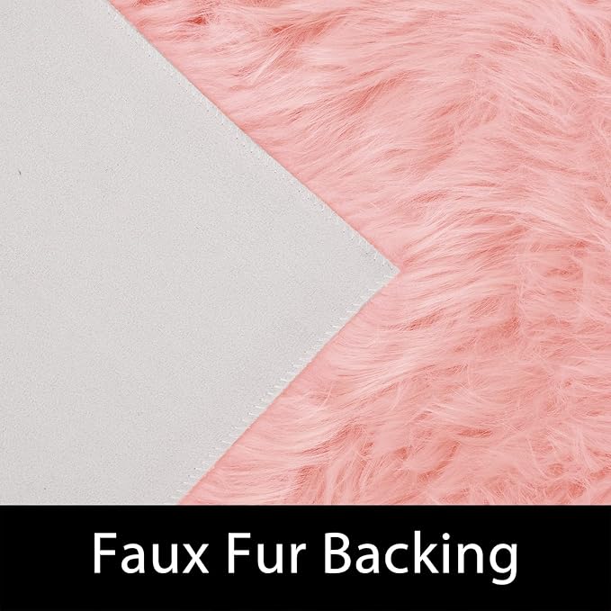 Latepis Pink Living Room Rugs Faux Fur Rug 5x6.7 Area Fuzzy Rugs for Teen Room Faux Sheepskin Rug for Living Room Sofa Floor Bedroom Luxury Home Decor
