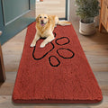 Smiry Dog Door Mat for Muddy Paws, Absorbent Dirt Trapper Non Slip Quick Dry Washable Chenille Mat for Mud Dogs, Entry Rug for Indoor and Outdoor (48x30 Inches, Maple Red and Black)