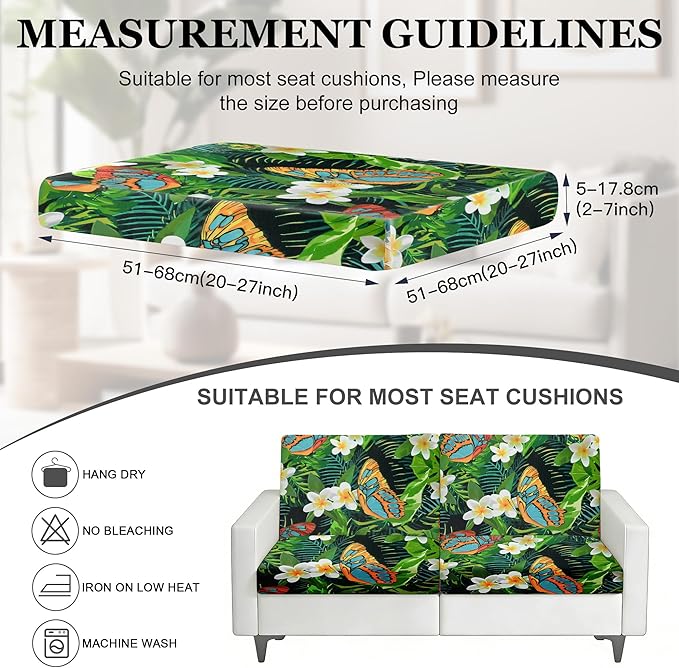 4Pcs Patio Stretch Cushion Covers,Outdoor Sofa Replacement Cover Slipcovers for Patio Furniture Cushion Covers, Washable Reusable Furniture Protector