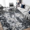 Washable Area Rugs7'x9' Non-Slip Modern Abstract Soft for Living Room Entryway Bedroom Nursery, Print Pattern, Black Navy Blue Gray