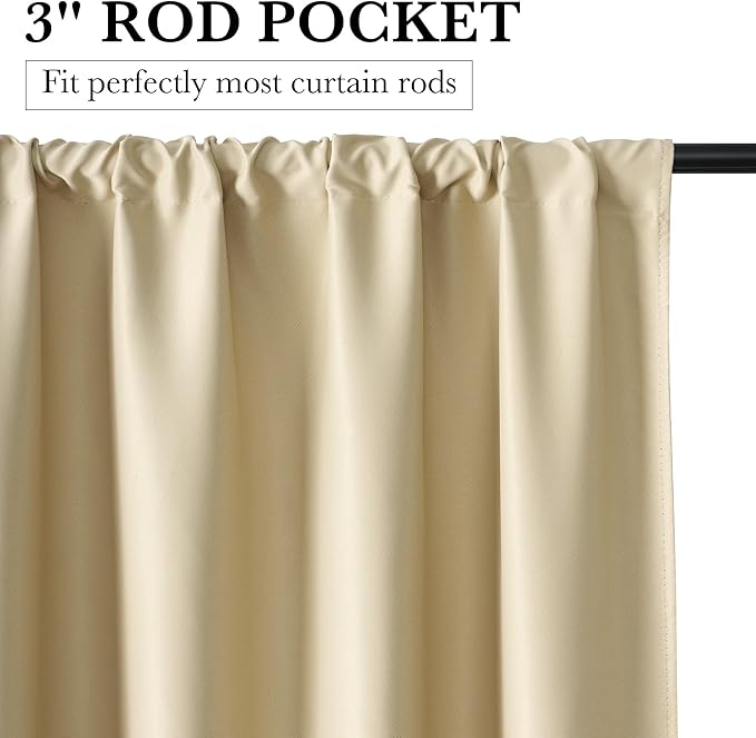 RYB HOME 100% Blackout Short Curtains for Small Window, Thermal Insulated Total Room Darkening Noise Reducing Curtains for Basement Bathroom RV Cars, 29 inches Wide by 24 inches Long, Biscotti Beige