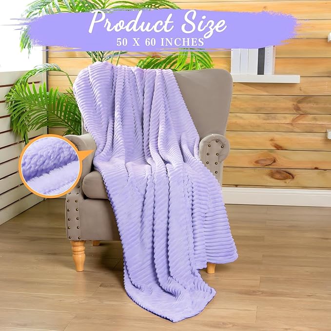 Buryeah 24 Pcs Flannel Throw Blanket Bulk 50 x 60 in Sleepover Blanket Outdoor Wedding Throw Lightweight, Oeko-tex Standard 100 Certified for Sofa Homeless Gifts (Light Purple)