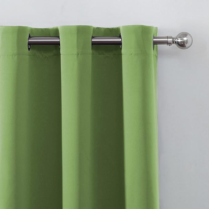 LEMOMO Light Green Thermal Blackout Curtains/52 x 54 Inch/Set of 2 Panels Room Darkening Curtains for Bedroom