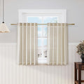 Nanspring Beige Cafe Curtains 45 Inch Length Set 2 Panel Back Tab Pocket Semi Sheer Short Linen Beige Curtain Tiers for Small Bathroom Window Basement 38x45