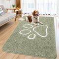 Smiry Dog Door Mat for Muddy Paws, Absorbent Dirt Trapper Non Slip Quick Dry Washable Chenille Mat for Mud Dogs, Entry Rug for Indoor and Outdoor (59x35 Inches, Sage Green and White)