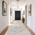 4x10 Washable Hallway Runner Rug - Wide Kitchen Runners Vintage Low Pile Carpet Soft Thin Floor Runner with Rubber Backing for Entryway Bedroom Living Room Home Decor (Cream/Camel)
