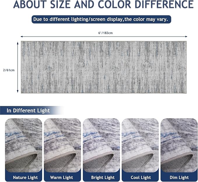 Washable Runners for Hallway 2x6 Runner Rug,Ultra-Thin Kitchen Runner Rugs,Non-Slip Backing Entryway Rug Runner,Abstract Carpet for Hallways,Bedroom,Dining,Laundry Room