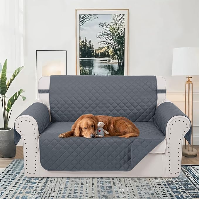 Reversible Loveseat Sofa Covers Couch Cover Furniture Protector(Loveseat,Dark Blue/Dark Blue)