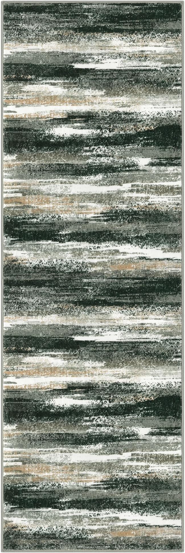 Lansny Modern Abstract Runner Rug 2x6, Forest Green Washable Kitchen Runner Non-Slip Soft Hallway Rug Runner Thin Print Faux Wool Carpet for Entryway Bedroom Laundry Room Indoor Home Decor