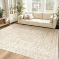 Washable Area Rug 5x7: Moroccan Rug for Living Room Geometric Boho Rug Farmhouse Non Slip Stain Resistant Rugs Low Pile Soft Carpet for Bedroom Dining Room Home Office Children Room (Beige,5'x7')