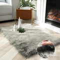 Ashler Home Deco Faux Fox Fur Area Rug, Green White Brown Fluffy, 2x3 ft, High Pile, Rectangular, Indoor, Animals Theme, Portable, Sturdy, Spot Clean Only