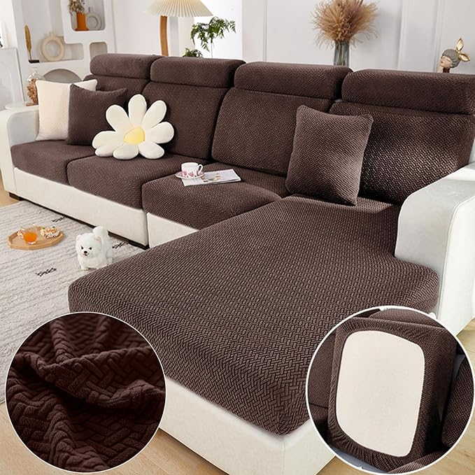 Sofa Covers Couch Covers for Sofa Pet Friendly Couch Cushion Covers Universal Sofa Covers Washable Stretch Slipcovers for Sectional Sofa (Texture Brown, Headrest Cover)