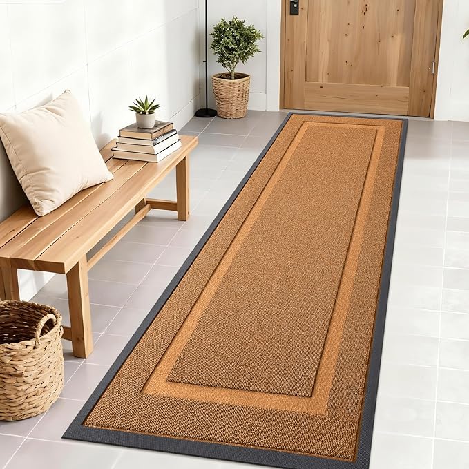 OLANLY Front Door Mat Indoor Outdoor Entrance, Waterproof All-Season, All-Weather Doormat, Sturdy Natural Rubber, Low Profile, Easy Clean Patio Porch Entryway Mat, 71x23, Tangerine Orange