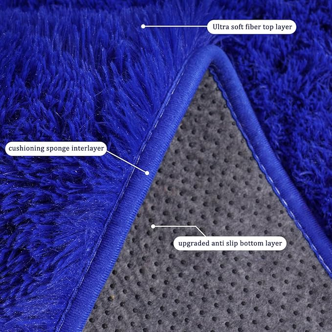 Rugs for Living Room 6x9, Soft Shaggy Modern Shag Area Rug for Bedroom, Upgrade Non-Slip Plush Fluffy Carpet for Kids Boys Girls Room Home Decor Aesthetic, Royal Blue