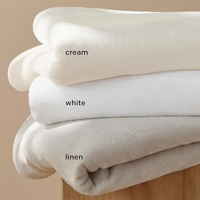 Bedsure Fleece Blanket Queen Blanket Linen - 280GSM Soft Lightweight Plush Cozy Blankets for Bed, Sofa, Couch, Travel, Camping
