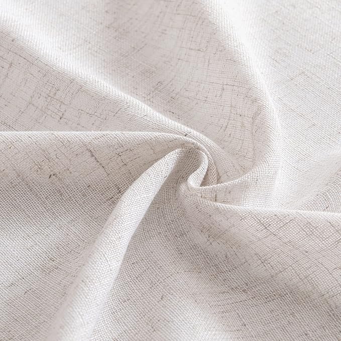 MIULEE White Linen Curtains 84 Inch Length for Bedroom Living Room, Soft Thick Linen Textured Window Drapes Semi Sheer Light Filtering Rod Pocket Back Tab Burlap Look Farmhouse Decor, 2 Panels