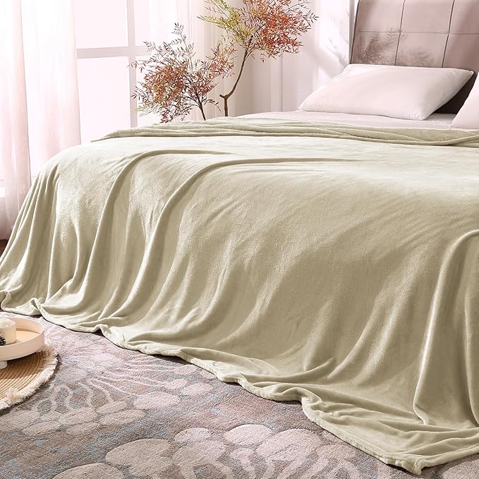 BEDELITE Fleece Blankets Queen Size Linen Throw Blankets for Bed, Luxury Plush Cozy Fuzzy Blanket 90x90 inches, Super Soft Warm Lightweight Throw Blanket All Seasons Suitable