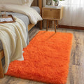 Soft Runner Rugs for Bedroom Hallways, 2x4 Orange Fluffy Shag Throw Area Rug Non Slip for Bedside Dorm, Long Shaggy Furry Carpet for Nursery Living Room