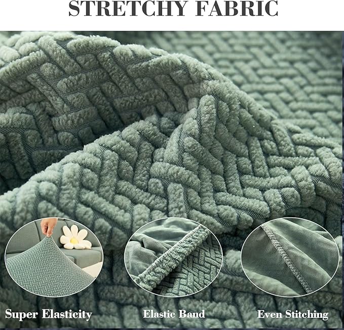 Sofa Covers Couch Covers for Sofa Pet Friendly Couch Cushion Covers Universal Sofa Covers Washable Stretch Slipcovers for Sectional Sofa (Texture Green,Back Cover L)
