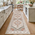 Yamaziot Washable Runner Rug, 2x10 Non-Slip Boho Vintage Hallway Rug Runner with Rubber Backing, Low Pile Faux Wool Distressed Carpet Runner for Bedroom, Kitchen, Laundry, Entrance, Ginger Grey