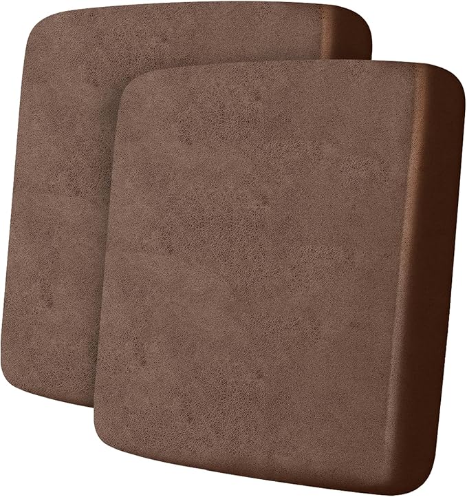 Leather Look Couch Cushion Covers Sofa Seat Slipcovers Sets Couches Furniture Protector for Sectional Armchair Loveseat Pets Kids Stretch Spandex Fabric (2 Cushion Sofa, Brown)