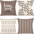 YCOLL Pillow Covers 16x16 Set of 4, Modern Sofa Throw Pillow Cover, Decorative Outdoor Linen Fabric Pillow Case for Couch Bed Car, Khaki