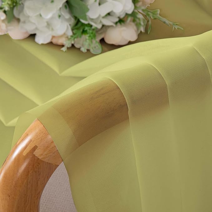 Chyhomenyc Sheer Curtains 54 Inch Long 2 Panels Set, Light Filtering Short Soft Airy Short Cafe Curtains, Modern Rod Pocket for Dinning Living Room Bedroom, Each 42Wx54L in, 2PCS, Lemon