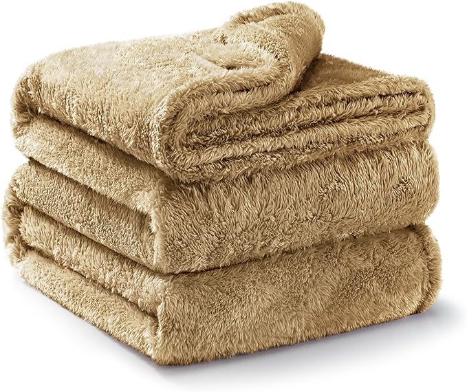 Exclusivo Mezcla Plush Fuzzy Fleece Bed Blanket King Size, Super Soft, Fluffy and Warm Blankets for Couch, Bed, All Season (Brown, 90x104 inches)