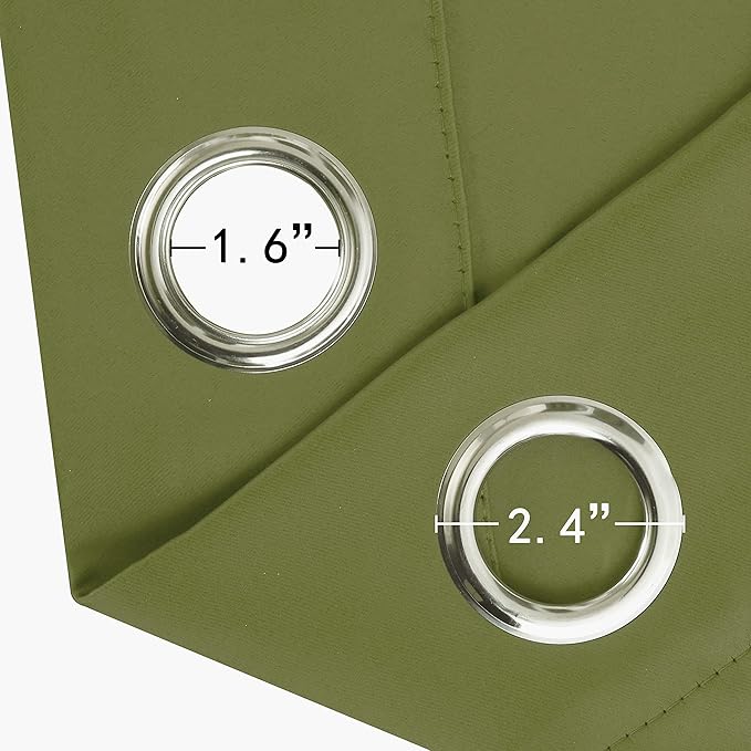 LEMOMO Blackout Curtains 52 x 45 inch/Olive Green Curtains Set of 2 Panels/Thermal Insulated Room Darkening Bedroom Curtains
