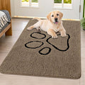 Smiry Dog Door Mat for Muddy Paws, Absorbent Dirt Trapper Non Slip Quick Dry Washable Chenille Mat for Mud Dogs, Entry Rug for Indoor and Outdoor (40x32 Inches, Camel and Black)