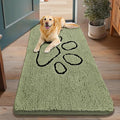 Smiry Dog Door Mat for Muddy Paws, Absorbent Dirt Trapper Non Slip Quick Dry Washable Chenille Mat for Mud Dogs, Entry Rug for Indoor and Outdoor (48x30 Inches, Sage Green and Black)
