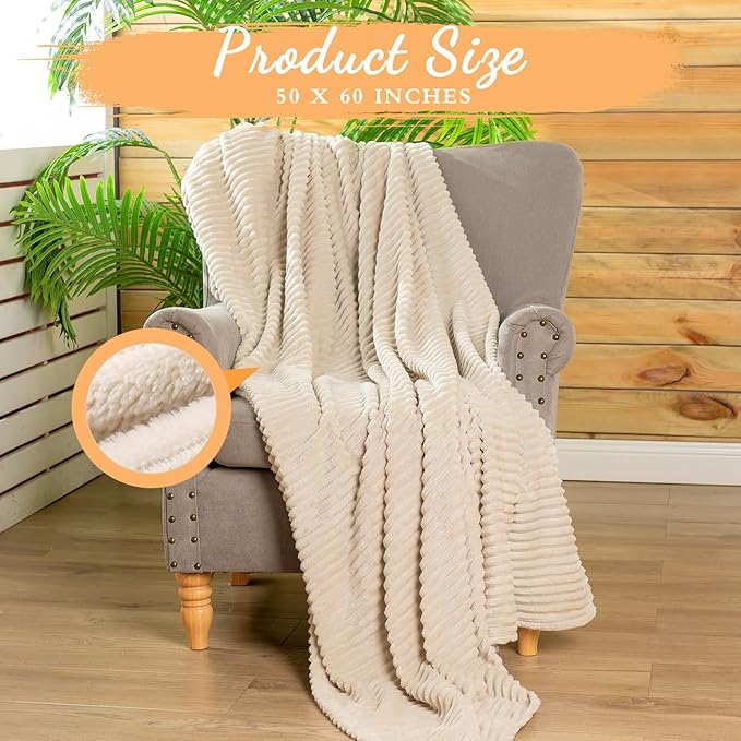 Buryeah 12 Pcs Flannel Throw Blanket Bulk 50 x 60 in Sleepover Blanket Outdoor Wedding Throw Lightweight, Oeko-tex Standard 100 Certified for Sofa Homeless Gifts (Beige)
