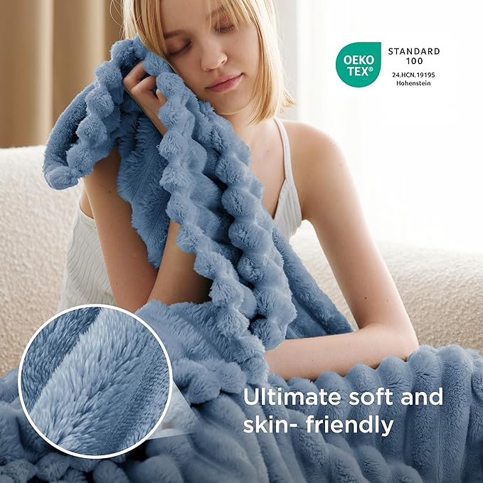 Bedsure GentleSoft Blue Twin XL Blanket for Bed - Cozy Soft Blankets for Women, Cute Small Fleece Throws for Girls, Birthday Gifts for Women Decor Gifts, 66x90 Inches