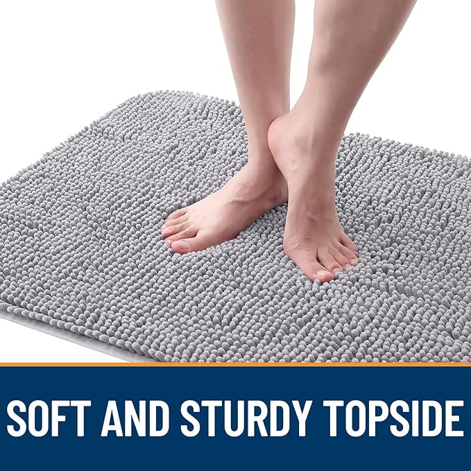 OLANLY Dog Door Mat for Muddy Paws 40x32, Absorbs Moisture and Dirt, Absorbent Non-Slip Washable Doormat, Quick Dry Chenille Mud Mat for Dogs, Entry Indoor Entryway Carpet for Inside Floor, Light Grey