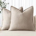 MIULEE Decorative Linen Euro Sham Pillow Covers 24x24 Inch Natural Linen Boho Farmhouse Neutral Couch Throw Pillows for Bed Pack of 2 Accent Modern Pillowcase Sofa Livingroom Home Decor