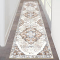 HEBE Hallway Runner Rug 2'x8' Washable Vintage Distressed Area Rugs Non Slip Laundry Rug Runner Boho Floor Carpet Runners for Hallways Entryway Laundry Room Kitchen Bathroom