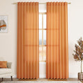 Nanspring Orange Linen Blend Drapes 84 Inch Length 2 Panels Set Back Tab Rod Pocket Light Filtering Privacy Semi Sheer Textured Curtains Neutral Farmhouse Decor Curtains for Living Room Bedroom 52x84